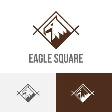 Eagle Hawk Falcon Bird in Square Animal Vintage Logo Stock Illustration