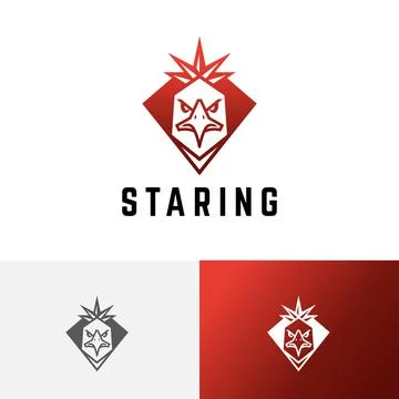 Eagle Hawk Falcon Red Star Crown Shield Logo Stock Illustration