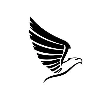 Eagle hawk or falcon in flight vector icon Stock Illustration