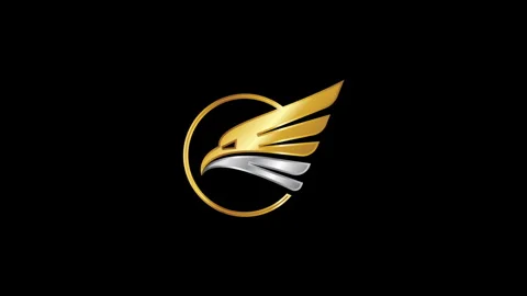 Eagle head in a circle shape on black background. Eagle head logo animation Stock Footage 293500487