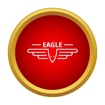 Eagle head flying wings logotype red circle Stock Illustration