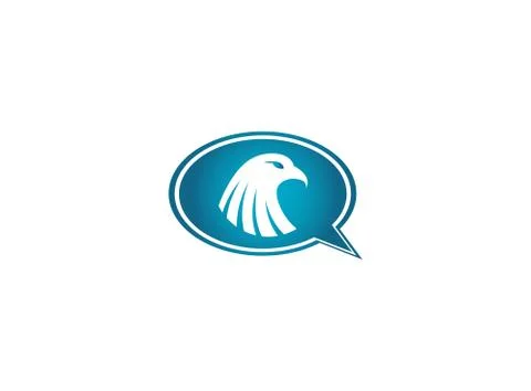 Eagle head inside a chat ion for logo design illustration, falcon symbol Stock Illustration