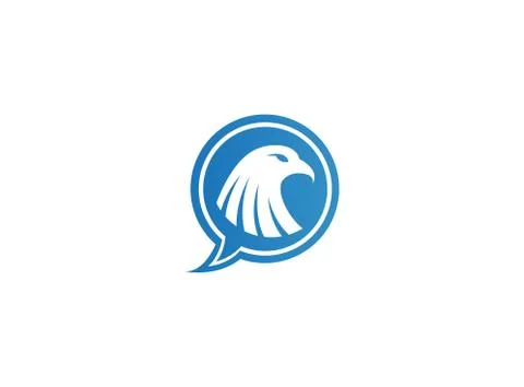 Eagle head inside a chat ion for logo design illustration, falcon symbol Stock Illustration