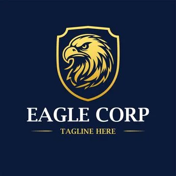 Eagle head logo design with shield creative concept template Stock Illustration