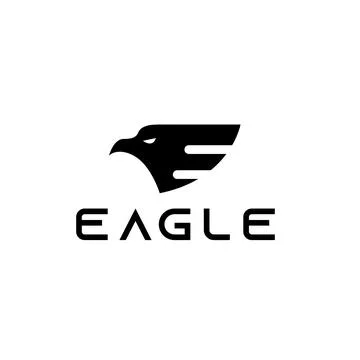 Eagle head logo. Eagle or falcon head silhouette. Letter E logo. Stock Illustration