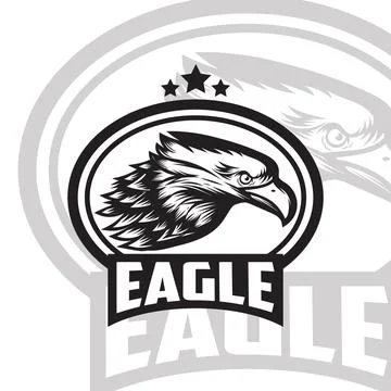 Eagle head logo line out black color on white background. vector illustration Stock Illustration