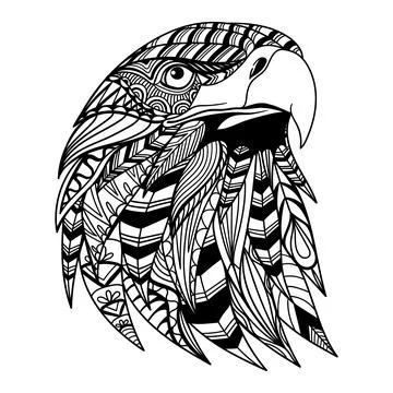 Eagle head mandala zentangle coloring page illustration Stockillustratie