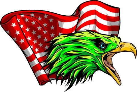 Eagle Head mascot vector illustration on white background. digital design hand Stock Illustration