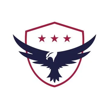Eagle head mascot vector logo design vector illustration with shield on white.Th Stock Illustration