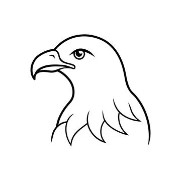 Eagle head outline vector illustration simple elegant bird of prey Stock Illustration