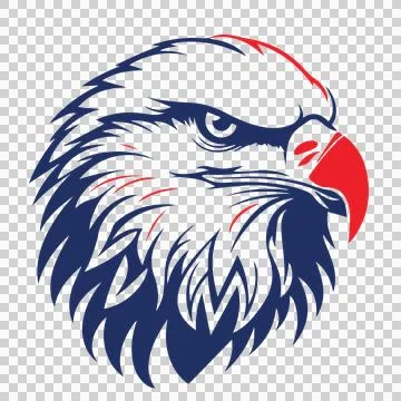 Eagle Head Profile Black White eye beak feathers Stock Illustration