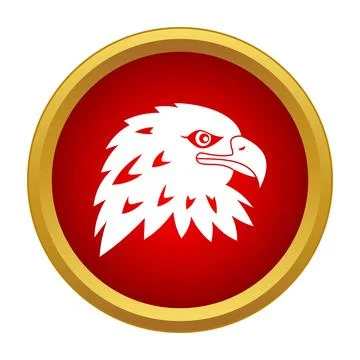 Eagle head profile in a strong red circle icon Stock Illustration
