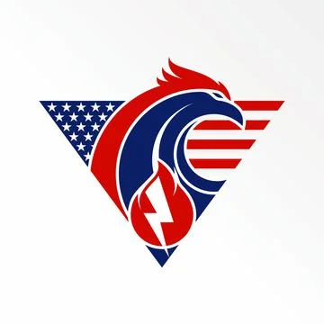Eagle head, triangle, american flag, power or electric, gas or flame Stock Illustration