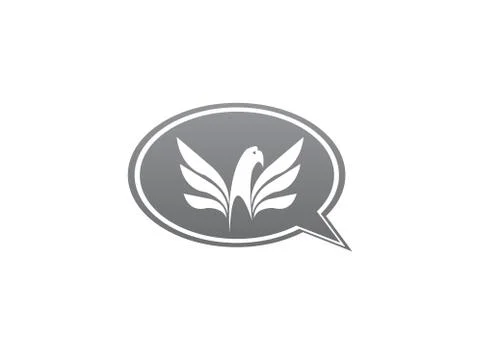 Eagle head with wings slogan logo design illustration in chat icon Stock Illustration