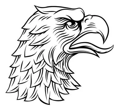 Eagle Head Woodcut Etching Heraldic Vintage Style Stock Illustration