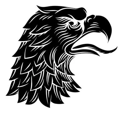 Eagle Head Woodcut Etching Heraldic Vintage Style Stock Illustration