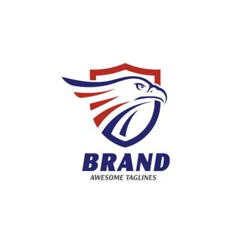 Eagle heads with shields logo Stock Illustration