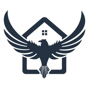 Eagle with House Logo for Security Agency, Real Estate, or Aviation Property Bus Stock Illustration