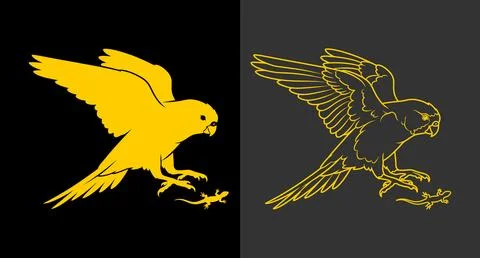Eagle hunting prey illustration in solid and outline graphical styles Stock Illustration