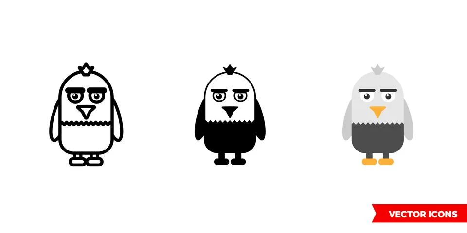 Eagle icon of 3 types.Isolated vector sign symbol. Stock Illustration
