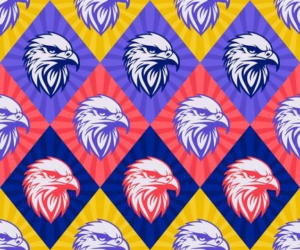 Eagle icon, falcon, hawk head logo, vector illustration, seamless pattern Illustrazione stock