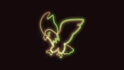 Eagle Icon Neon Seamless Loop 4K (Black Background) Stock Footage 310357743