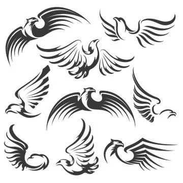Eagle icon set Stock Illustration
