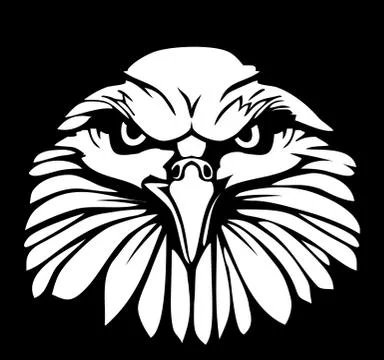 Eagle isolated on black background. Flat vector illustration. For label, logo Stock Illustration