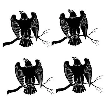 EAGLE ON KNUR silhouette Stock Illustration