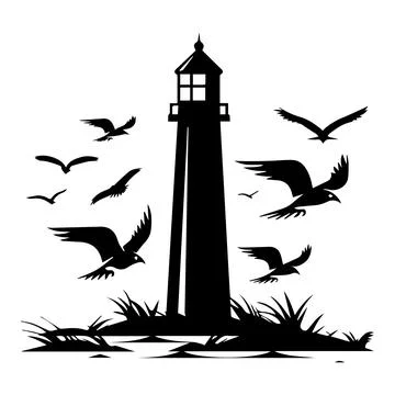 Eagle Lighthouse logo or modern line icon. Vector line art and icon design .. Illustrazione stock