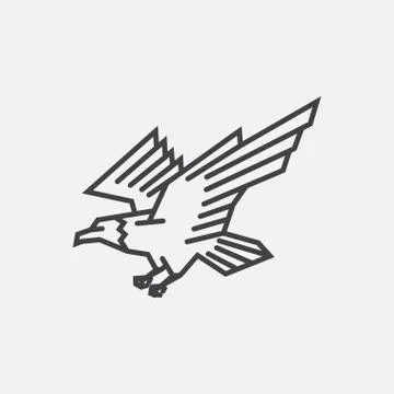 Eagle linear icon design, hawk logo, falcon illustration Stock Illustration