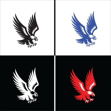 Eagle logo set in four colors. Stock Illustration