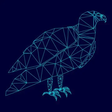 Eagle low poly triangulation triangulated polygonal electric cyan blue vibr.. Stock Illustration