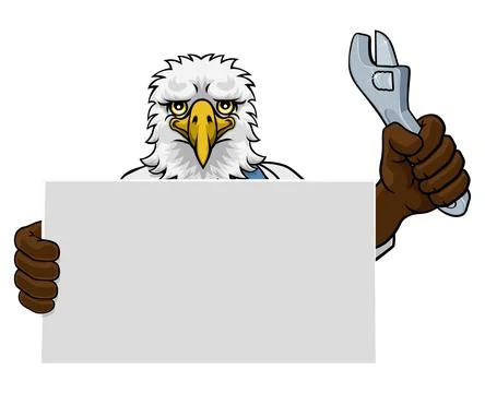 Eagle Mechanic Plumber Spanner Wrench Handyman Stock Illustration