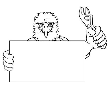 Eagle Mechanic Plumber Spanner Wrench Handyman Stock Illustration