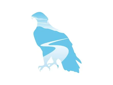 Eagle  mountain and river logo sign 2 Stock Illustration