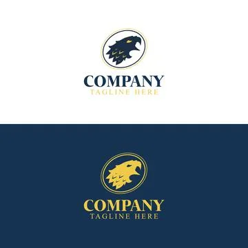 Eagle Or Falcon Face Oval Frame Logo Icon Stock Illustration