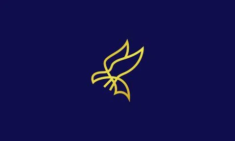 Eagle outline line art monoline logo vector icon . luxury gold color Stock Illustration