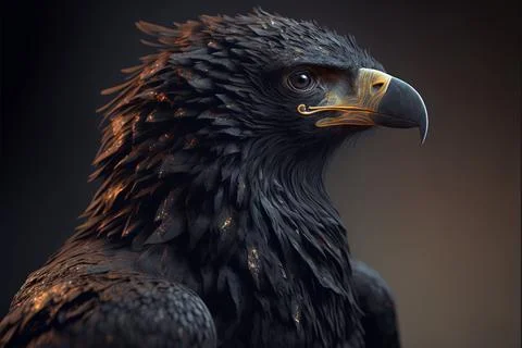 Eagle over a black background with accent on his eye Stock Illustration