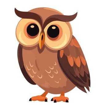 Eagle owl perched looking wise and cute Stock Illustration