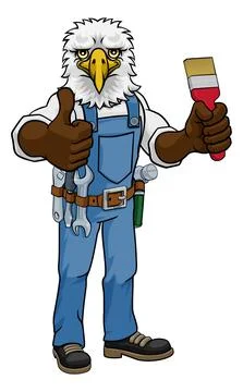 Eagle Painter Decorator Holding Paintbrush Stock Illustration