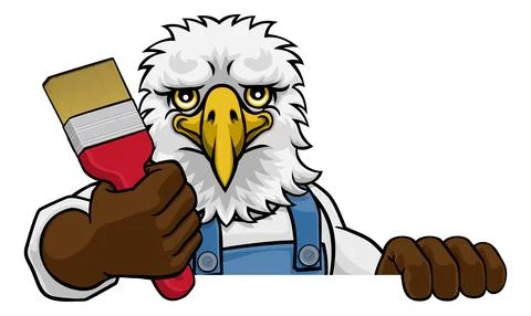 Eagle Painter Decorator Holding Paintbrush Stock Illustration