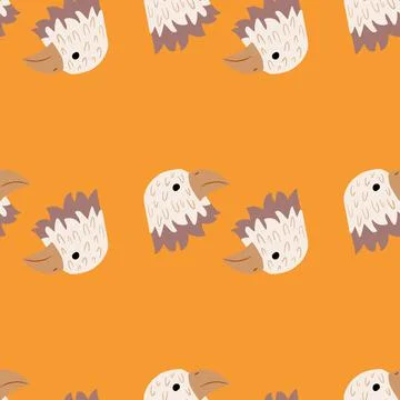 Eagle pattern seamless in freehand style. Head predator on colorful backgroun Illustrazione stock