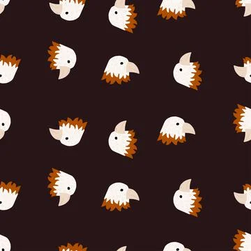 Eagle pattern seamless in freehand style. Head predator on colorful backgroun Illustrazione stock