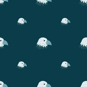 Eagle pattern seamless in freehand style. Head predator on colorful backgroun Illustrazione stock