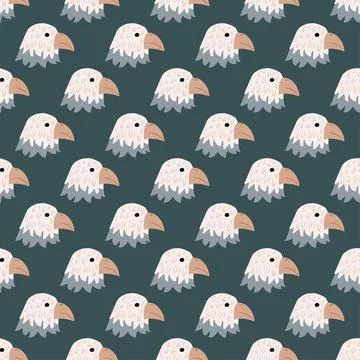 Eagle pattern seamless in freehand style. Head predator on colorful backgroun Illustrazione stock