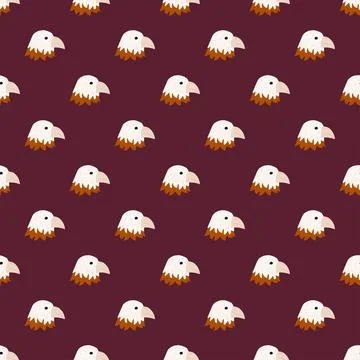 Eagle pattern seamless in freehand style. Head predator on colorful backgroun Illustrazione stock