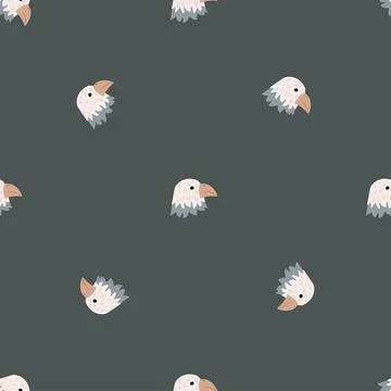 Eagle pattern seamless in freehand style. Head predator on colorful backgroun Illustrazione stock