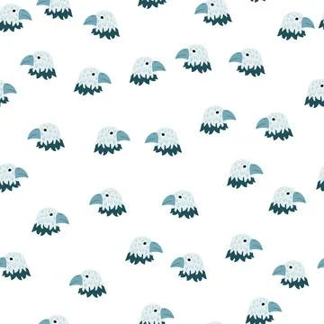 Eagle pattern seamless in freehand style. Head predator on colorful backgroun Illustrazione stock