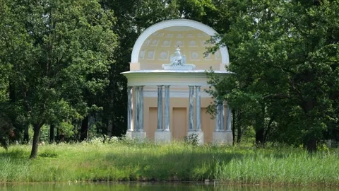Eagle Pavilion - round temple rotunda located in Gatchina Palace Park, Russia Stock Footage 317198735